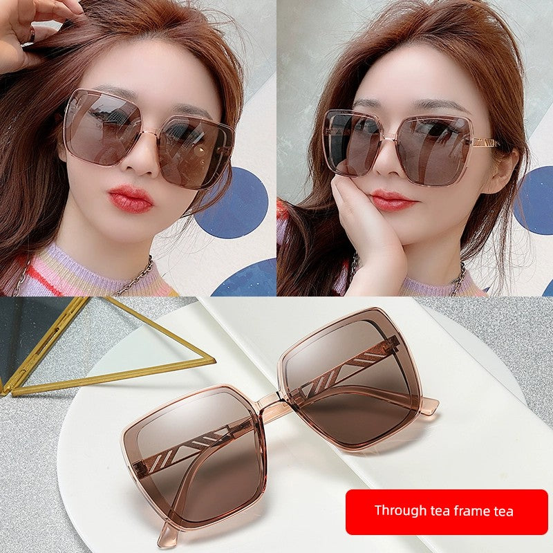2025 New Sunglasses Female Fancy Internet Celebrity Polarized UV Protection to Make Big Face Thin-Looked Summer Driving Sunglasses