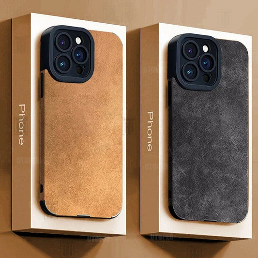 Advanced Business Suede Anti-slip Phone Case For iPhone 16 15 14 13 12 11 Pro Max 16 Plus Lens Full Protection Shockproof Cover