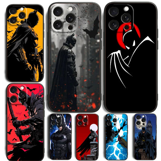 B-Batmans Art Popular Cool For iPhone 15 14 13 12 11 XS XR X 8 7 SE Pro Max Plus Mini Black Soft Phone Case