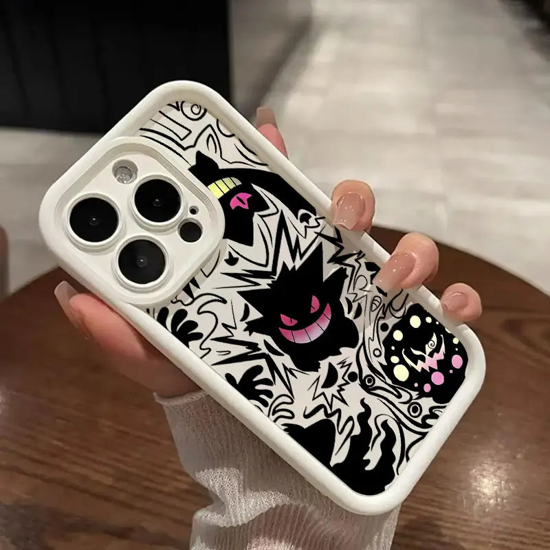 Anime P-Pokemon Gengar Cartoon For iPhone 16 15 14 13 12 11 Pro Max XS Max 7 8 Plus Phone Case Shockproof Soft Silicone Cover