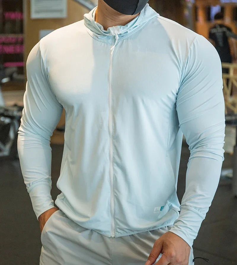 Men's Jacket Zip Hoodie Long Sleeve T-shirts Gym Sports Clothing Running Male Coat Jackets For Men Hooded Sweatshirts