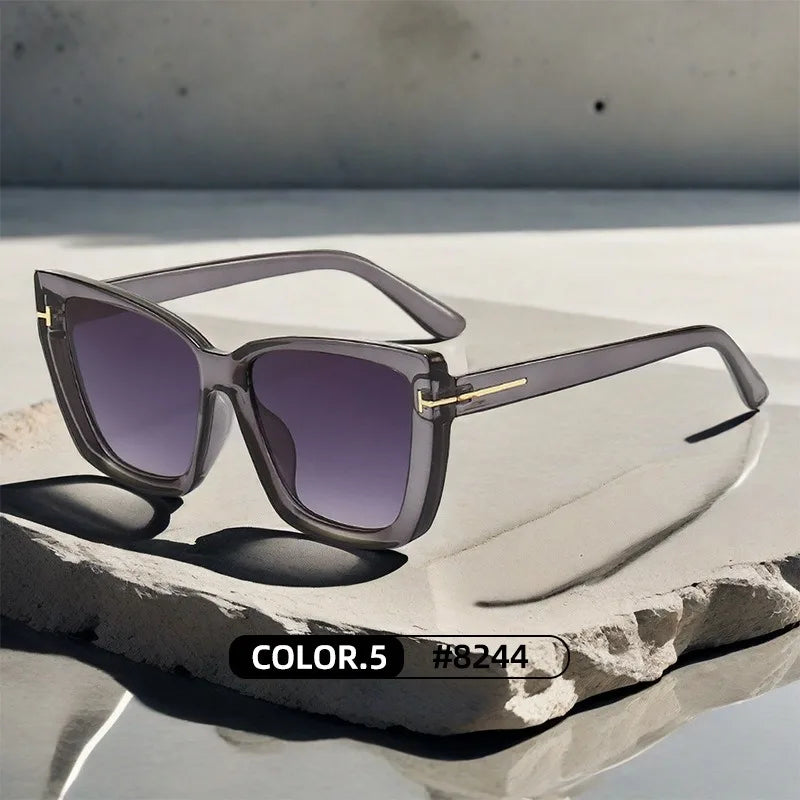 Brand Designer Cat Eye Sunglasses W omen Vintage 2025 High Quality Sun Glasses Fashion Big Frame Cool Sexy Female Oculos