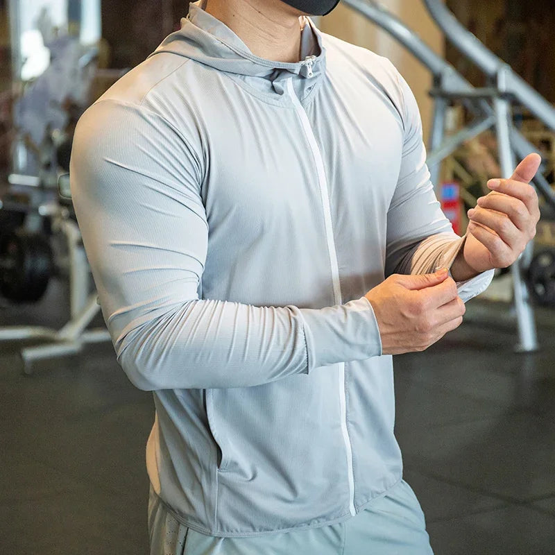 Men's Jacket Zip Hoodie Long Sleeve T-shirts Gym Sports Clothing Running Male Coat Jackets For Men Hooded Sweatshirts