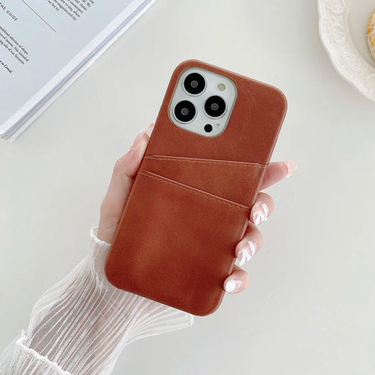 Luxury Cowhide Leather Wallet Card Slots Holder Case for iPhone 16 15 14 13 12 11 Pro MAX X XS 8 7 6 Plus SE Skin Purse Cover
