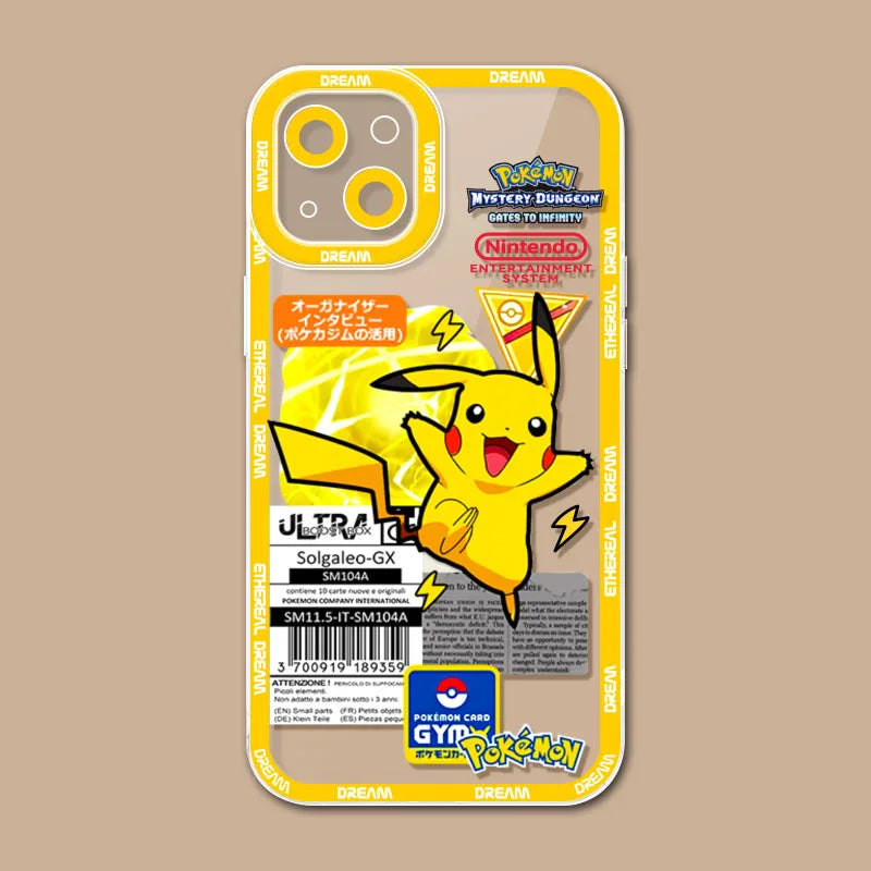Luxury P-Pokemon Case For iPhone 16 Pro Max 15 14 Plus 13 12 11 Pro XR XS X 8 7 SE 2020 Soft Silicone Protective Clear Cover