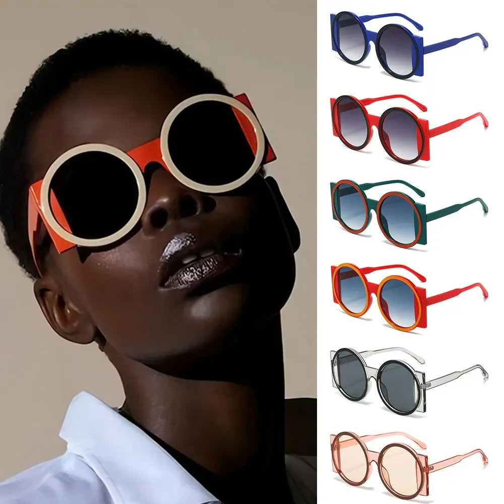 Retro Oversized Round Sunglasses UV400 Unique Gradient Sun Glasses Y2K Eyewear for Women & Men
