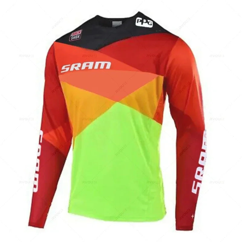 New Sram Downhill Jersey Man MTB Wear Summer Maillot Ciclismo Hombre DH MTB MX Motocross Jersey Off Road Mountain Enduro T-Shirt