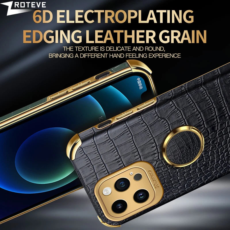 For iPhone 16 e 16e 15 14 13 12 11 Pro Max Zroteve Crocodile Leather Plating Silicone Cover For iPhone16 Plus iPhone13 Mini Case