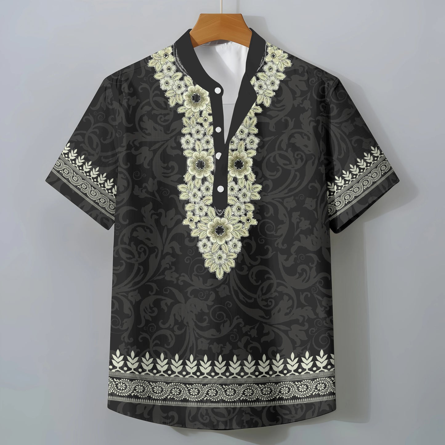 Retro Ethnic Style Short Sleeve Shirt Men's Clothing Casual Fashionable Clothing Comfortable Loose Oversized Summer Tops