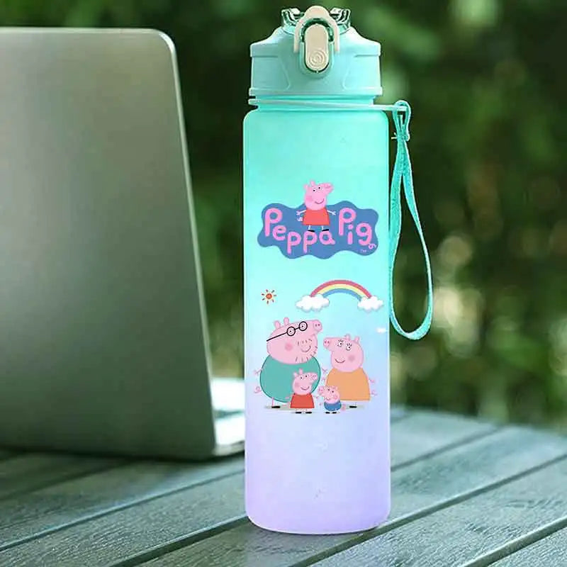 Peppa Pig 750ML Adult Sports Bullet Cap Direct Drinking Travel Plastic Bottle Children's Large Capacity Gradual Change Straw Cup