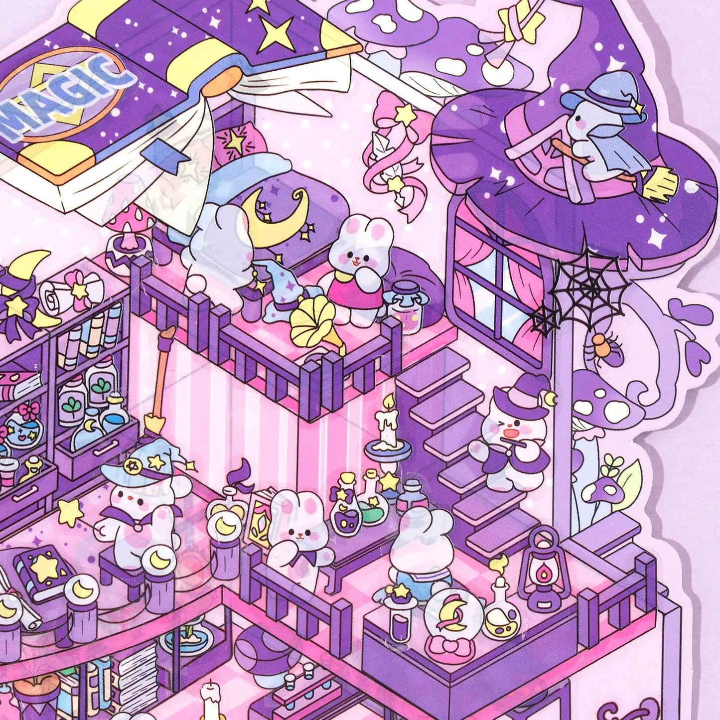 Plus Size 2.5D Cartoon Castle Town Landscape Sticker Scene DIY Toy Game Sticker Festival Birthday Gift for Kid Child Girl