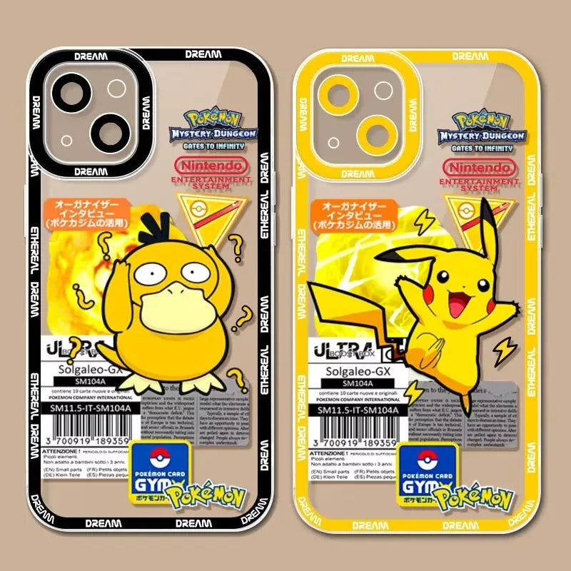 Luxury P-Pokemon Case For iPhone 16 Pro Max 15 14 Plus 13 12 11 Pro XR XS X 8 7 SE 2020 Soft Silicone Protective Clear Cover
