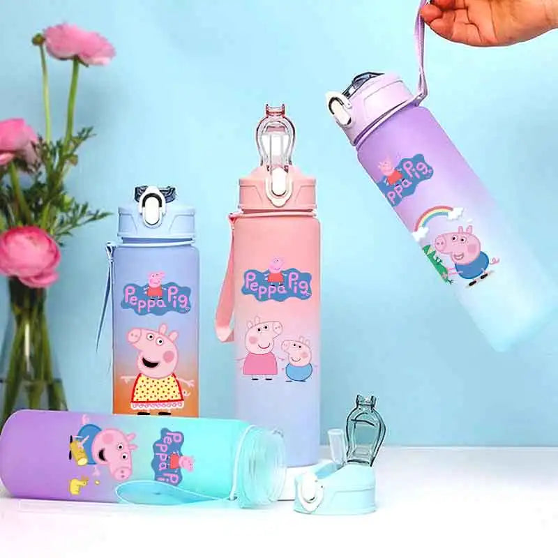 Peppa Pig 750ML Adult Sports Bullet Cap Direct Drinking Travel Plastic Bottle Children's Large Capacity Gradual Change Straw Cup