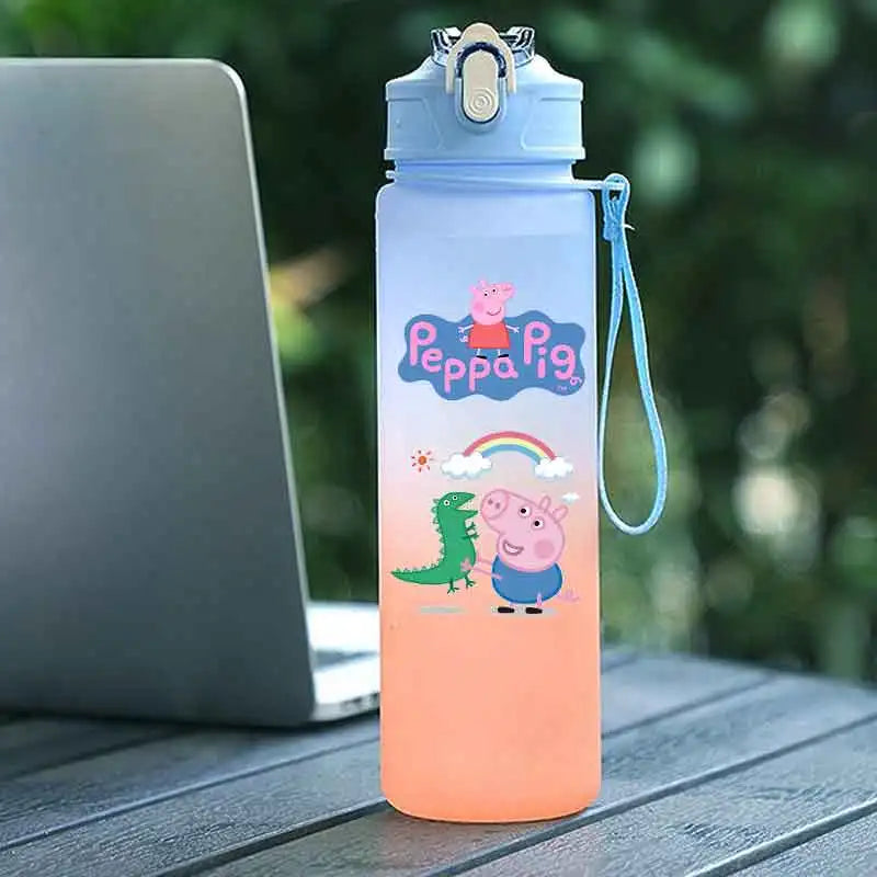 Peppa Pig 750ML Adult Sports Bullet Cap Direct Drinking Travel Plastic Bottle Children's Large Capacity Gradual Change Straw Cup