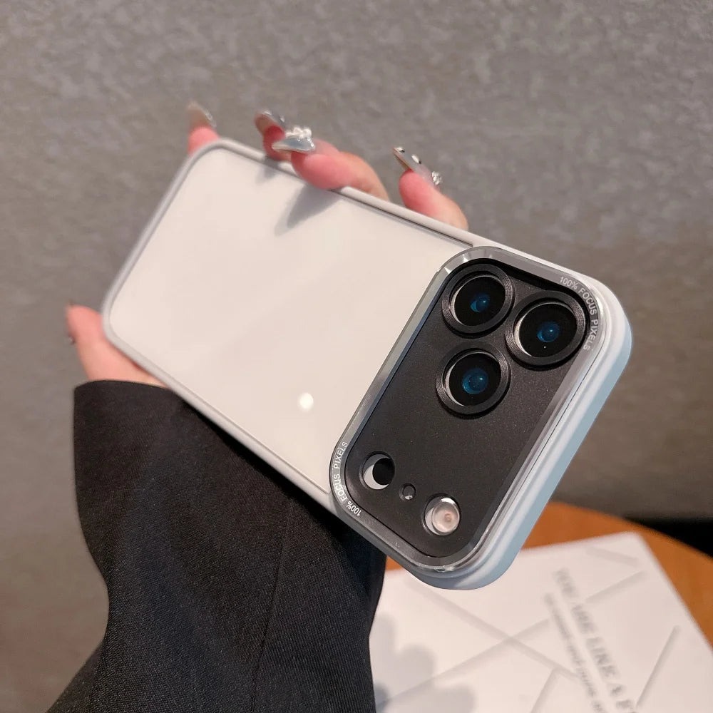 Luxury Hard Acrylic Transparent Case for iPhone 17 Air 13 14 15 16 17 Pro Max Plus 12 11 Lens Film Protection Shockproof Cover