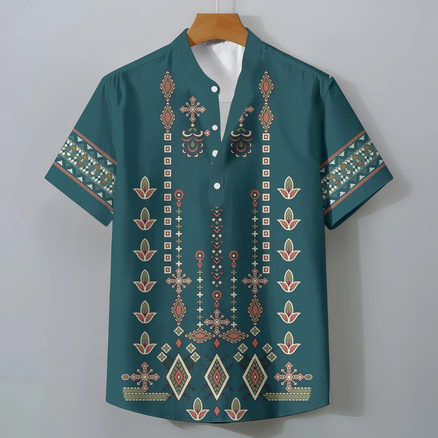 Retro Ethnic Style Short Sleeve Shirt Men's Clothing Casual Fashionable Clothing Comfortable Loose Oversized Summer Tops
