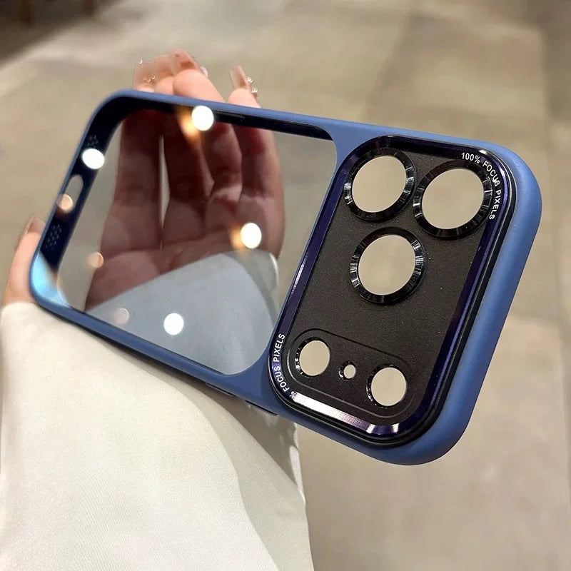 Luxury Hard Acrylic Transparent Case for iPhone 17 Air 13 14 15 16 17 Pro Max Plus 12 11 Lens Film Protection Shockproof Cover