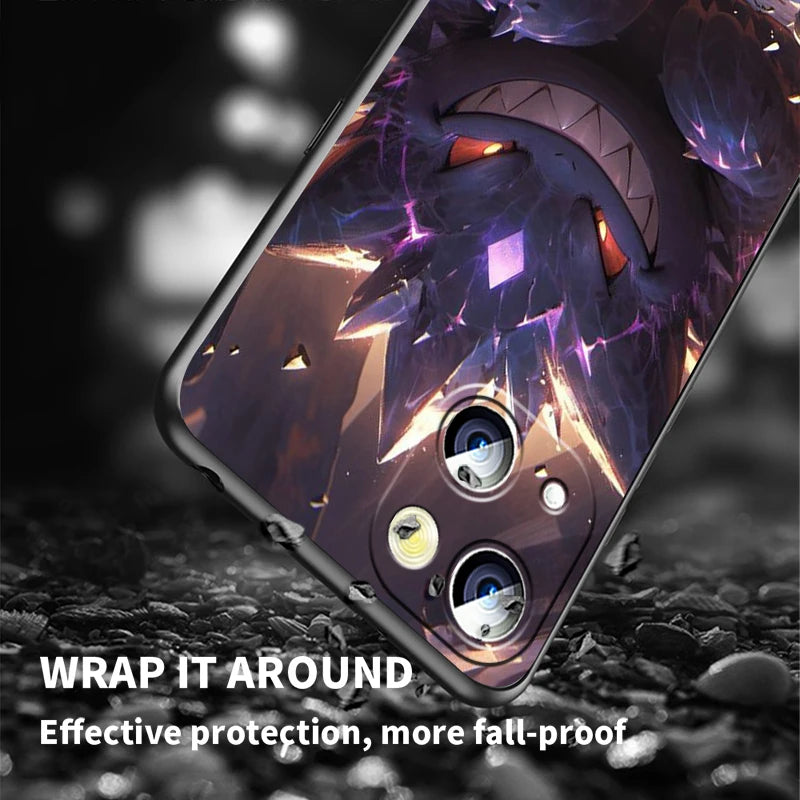 Trend Cartoon Cute Pokemon For iPhone 15 14 13 12 11 XS XR X 8 7 SE Pro Max Plus Mini Black Back Phone Case
