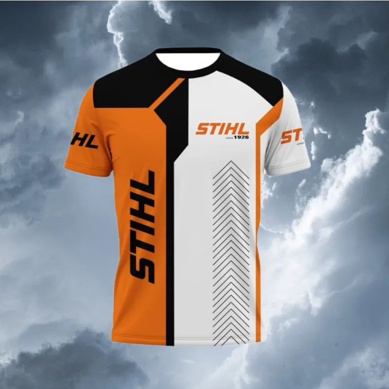 MOTO-New Men's Quick-drying T-shirt  Printed Comfortable Sports and Leisure Breathable Sweat-absorbing Racing Short-sleeved Top