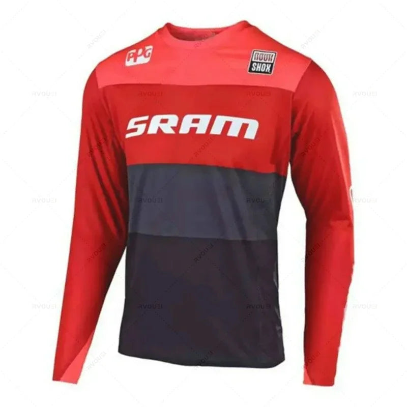 New Sram Downhill Jersey Man MTB Wear Summer Maillot Ciclismo Hombre DH MTB MX Motocross Jersey Off Road Mountain Enduro T-Shirt