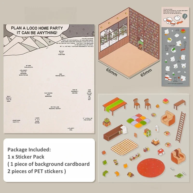 Plus Size 2.5D Cartoon Castle Town Landscape Sticker Scene DIY Toy Game Sticker Festival Birthday Gift for Kid Child Girl