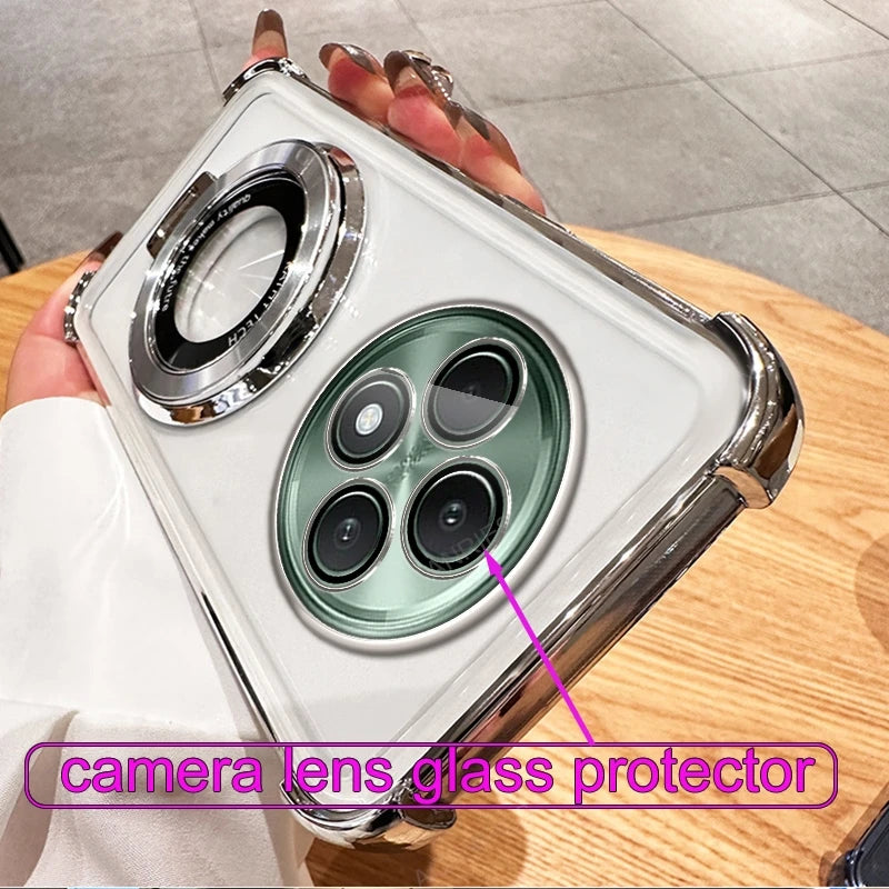 Circular Bracket Four Corner Anti-Shock Plating Case For Oppo Reno 12 Fs 11 F 10 Pro 8t 4g 5g 7 6 Lite 5 K Cover Reno12 12f 11f