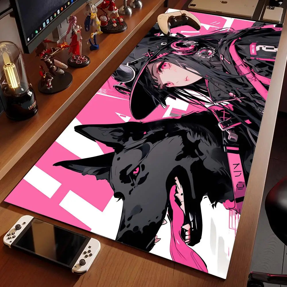 black cat girls Mouse Pad XXL Gaming Accessories Office Gamer Keyboard Desk Mat Non-Slip Laptop Notebook rubber kawaii Mousepad