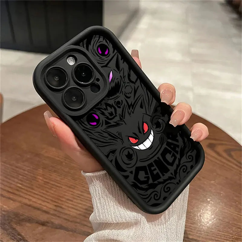 Anime P-Pokemon Gengar Cartoon For iPhone 16 15 14 13 12 11 Pro Max XS Max 7 8 Plus Phone Case Shockproof Soft Silicone Cover