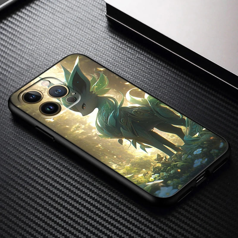 Trend Cartoon Cute Pokemon For iPhone 15 14 13 12 11 XS XR X 8 7 SE Pro Max Plus Mini Black Back Phone Case