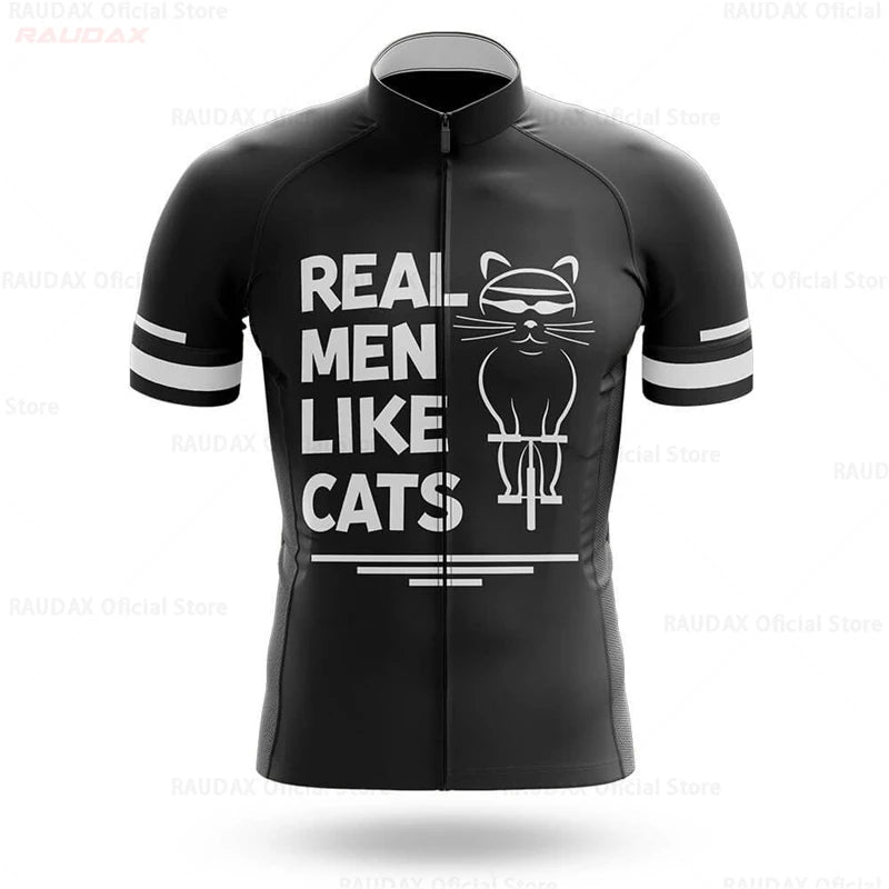 Cycling Jersey Men CARTOON CAT Bike Top MTB Bicycle Shirt Mountain Road Riding Clothing Short Sleeve Summer Biking Blouse