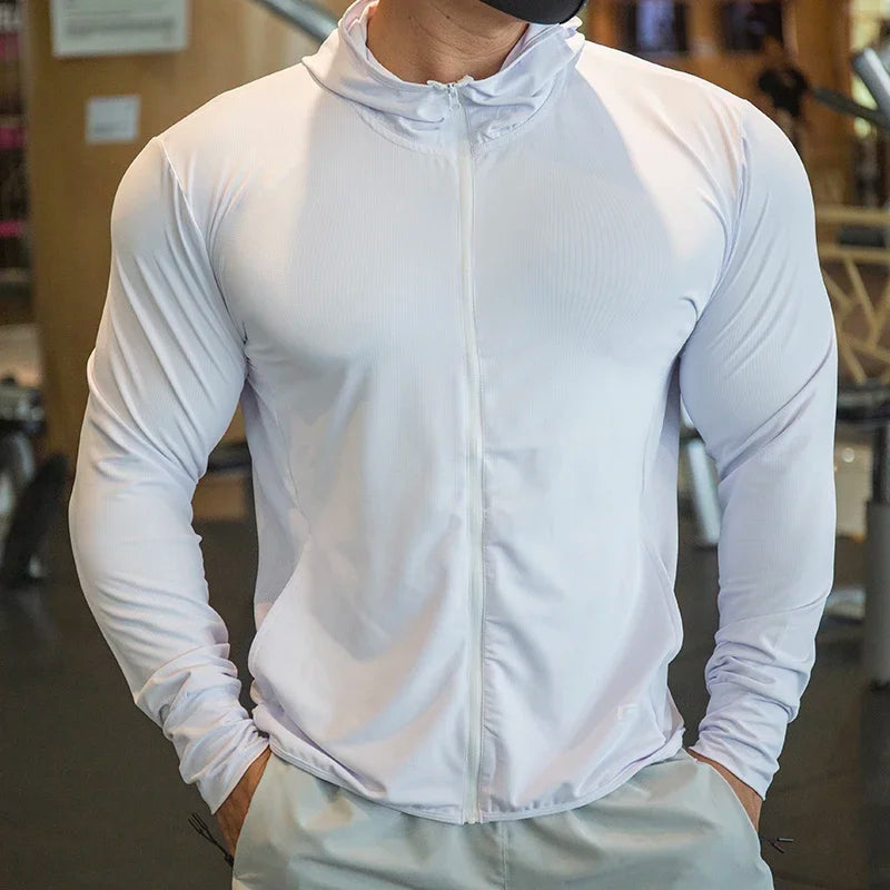 Men's Jacket Zip Hoodie Long Sleeve T-shirts Gym Sports Clothing Running Male Coat Jackets For Men Hooded Sweatshirts
