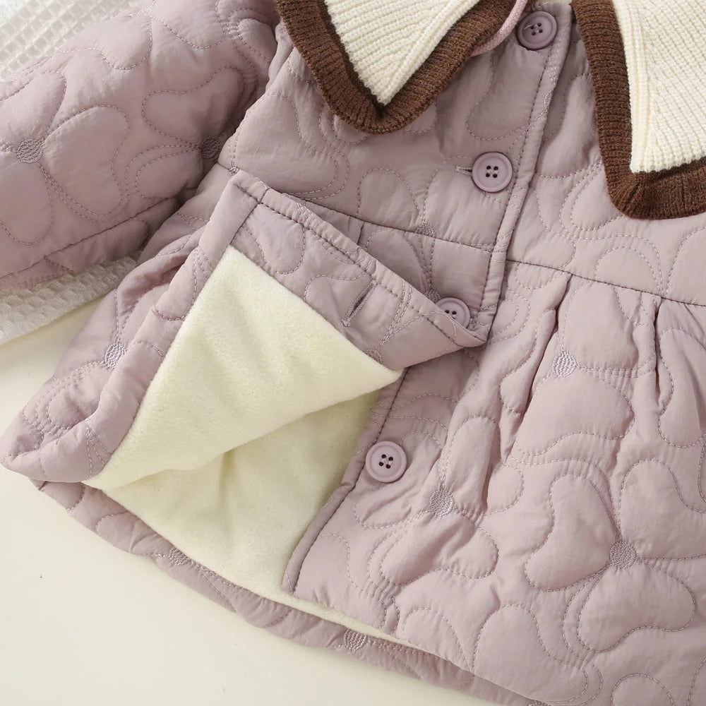 Winter New Simple Korean Style Children'S Long Sleeved Clothes, Thick And Warm Baby Girl Coat (9 Months -3 Years Old)