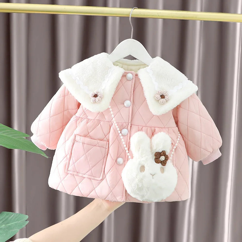 Ropa De Niño Child Clothing 2023 Winter Baby Clothes Korean Cute Girl Outer Cartoon Down Jacket Plush Princess Girl Clothes 아우터