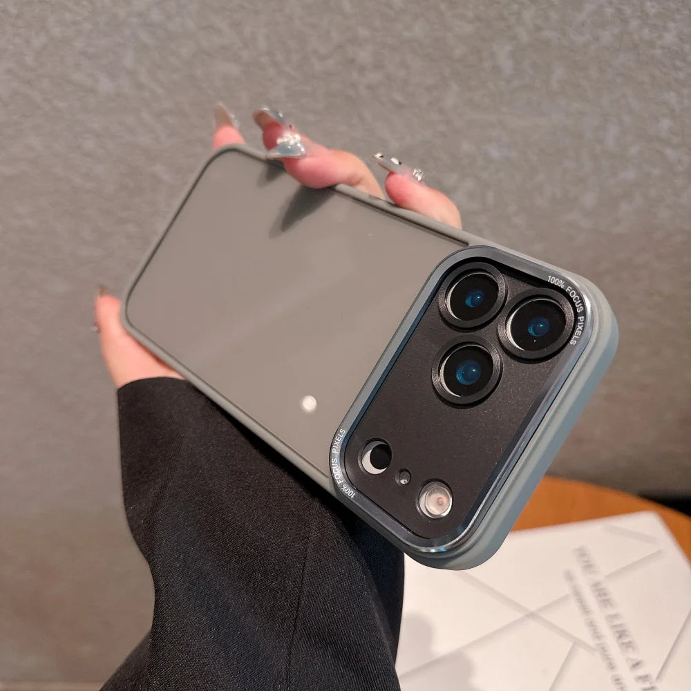 Luxury Hard Acrylic Transparent Case for iPhone 17 Air 13 14 15 16 17 Pro Max Plus 12 11 Lens Film Protection Shockproof Cover