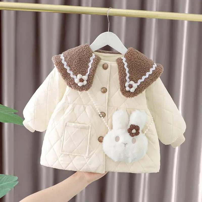 Ropa De Niño Child Clothing 2023 Winter Baby Clothes Korean Cute Girl Outer Cartoon Down Jacket Plush Princess Girl Clothes 아우터