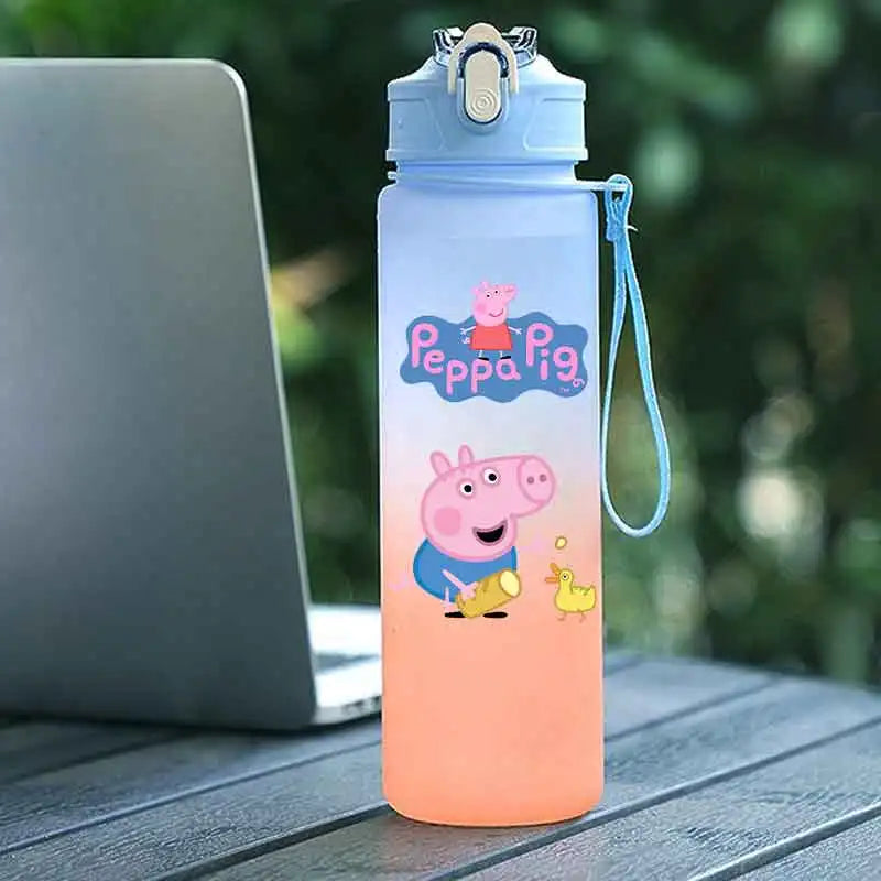 Peppa Pig 750ML Adult Sports Bullet Cap Direct Drinking Travel Plastic Bottle Children's Large Capacity Gradual Change Straw Cup