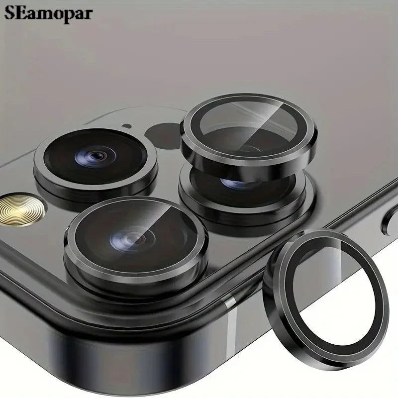 Lens Tempered Glass Protector For IPhone 16 15 14 Plus For 13 Mini For IP 13 14 15 16 Pro Max on Lens Cover Film Black Silvery