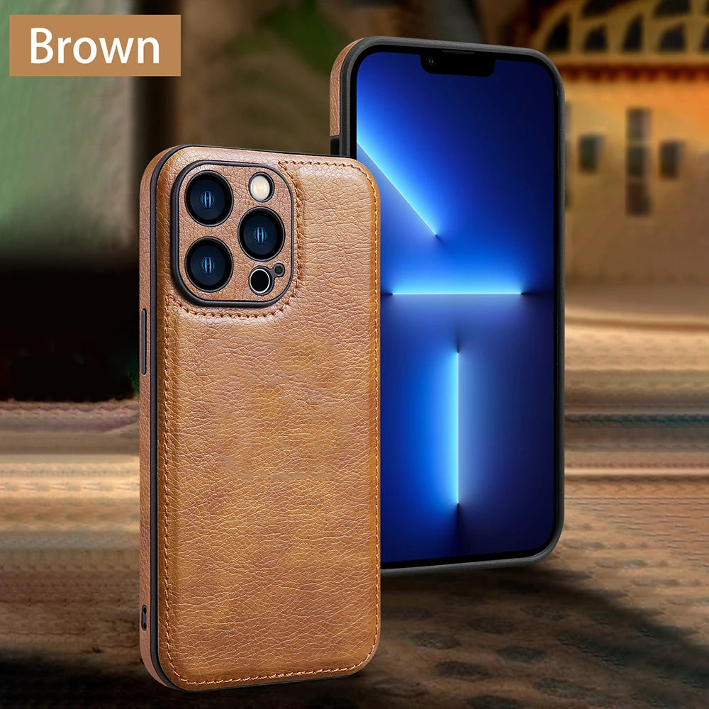 Soft Leather Case for iPhone 15 14 13 12 11 16 Pro Max XR XS Max 7 8 Plus Ultra Thin Lens Protection iphone16 16Pro Cover Coque - ST Superstore