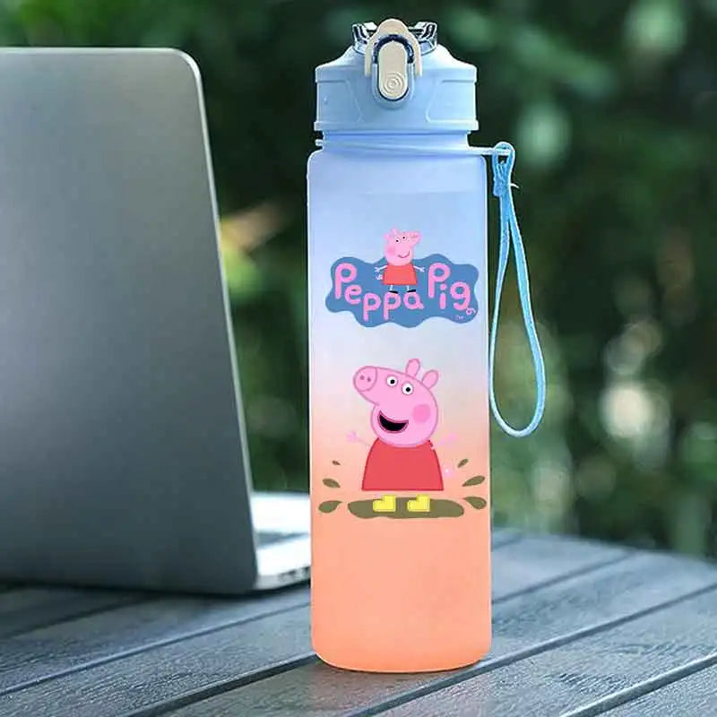 Peppa Pig 750ML Adult Sports Bullet Cap Direct Drinking Travel Plastic Bottle Children's Large Capacity Gradual Change Straw Cup