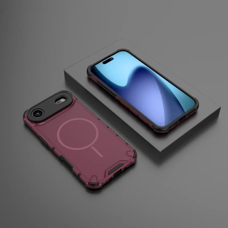 Rugged Armor For Magsafe Case For iPhone 17 Air 16 15 14 13 12 11 17 Pro Max Plus Wireless Charge Matte Bumper Shockproof Cover