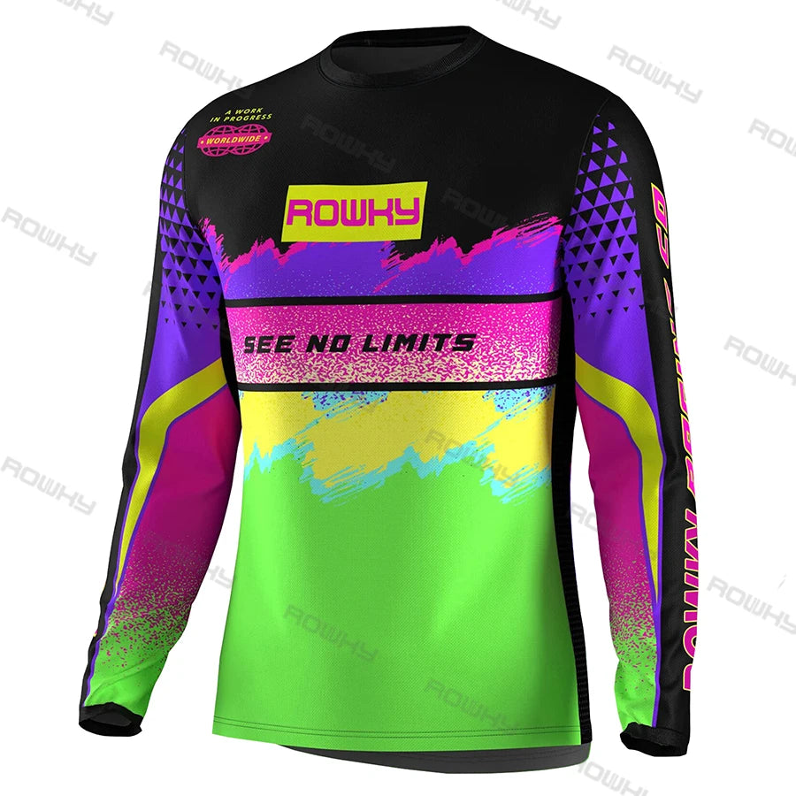 ROWKY Motorcycles Racing T-shirt Mtb Jersey Downhill Camiseta De Motocross Enduro Maillot Hombre Cycling Jersey Men Bike Shirts
