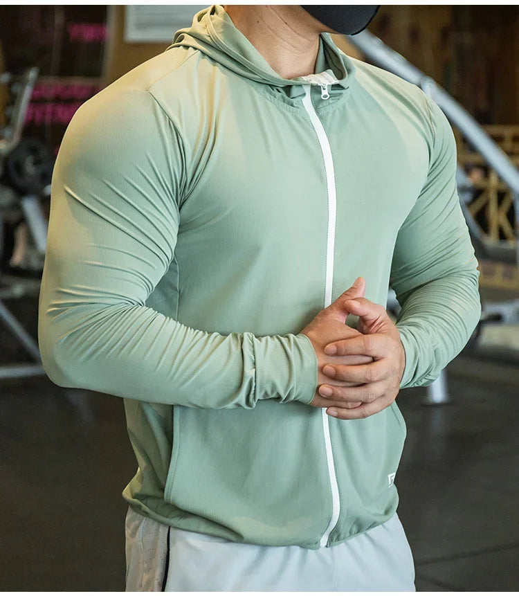 Men's Jacket Zip Hoodie Long Sleeve T-shirts Gym Sports Clothing Running Male Coat Jackets For Men Hooded Sweatshirts