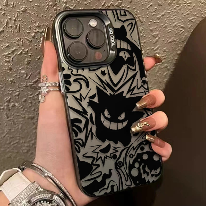 Black Cool Pokemon Gengar Phone Case For iPhone 15 14 13 12 16 Pro Max XR XSMAX 7 8 Plus 13 Mini Shockproof Silicone Hard Cover