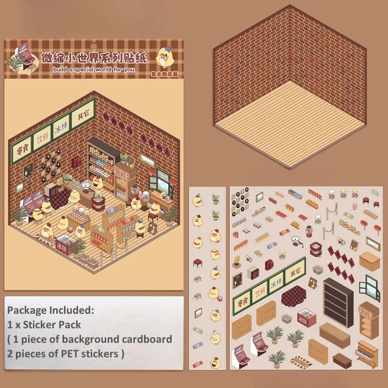 Plus Size 2.5D Cartoon Castle Town Landscape Sticker Scene DIY Toy Game Sticker Festival Birthday Gift for Kid Child Girl
