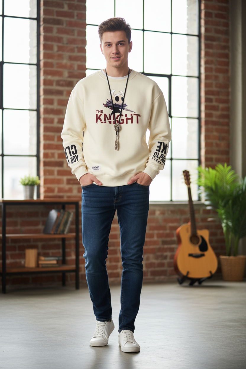 Khaki Bear Print Men’s Long Sleeve Sweatshirt: An Easy Outfit Upgrade (Now $52.99)