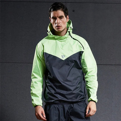 Vansydical Men Hot Sweat Sports Jackets Zipper Running Tops Windproof Outdoor Sport Hoodies Quick Perspiration Gym Sauna Clothes