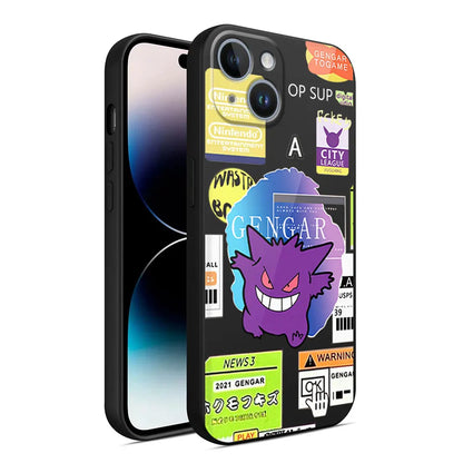 Pokemon Gengar Phone Case for iPhone 15 Plus 8 Plus 7 6s 14 Pro Max SE XS X XR 11 12 Mini 13 Pro XS Max Armor Black Soft Cover