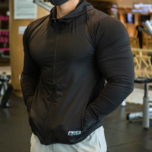 Men's Jacket Zip Hoodie Long Sleeve T-shirts Gym Sports Clothing Running Male Coat Jackets For Men Hooded Sweatshirts