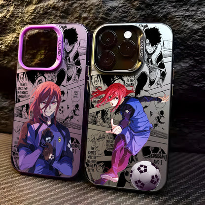B-BLUE LOCKS H-Hyoma Chigiri Phone Case For IPhone 16 15 14 13 12 11 Pro Max Black Matte Multicolor Laser Metallic Aurora Funda