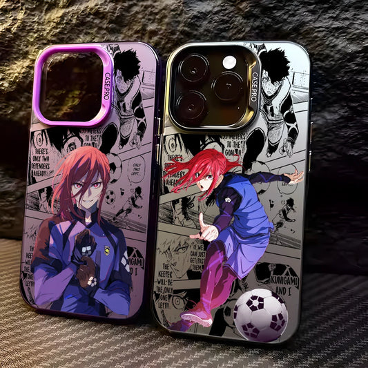 B-BLUE LOCKS H-Hyoma Chigiri Phone Case For IPhone 16 15 14 13 12 11 Pro Max Black Matte Multicolor Laser Metallic Aurora Funda